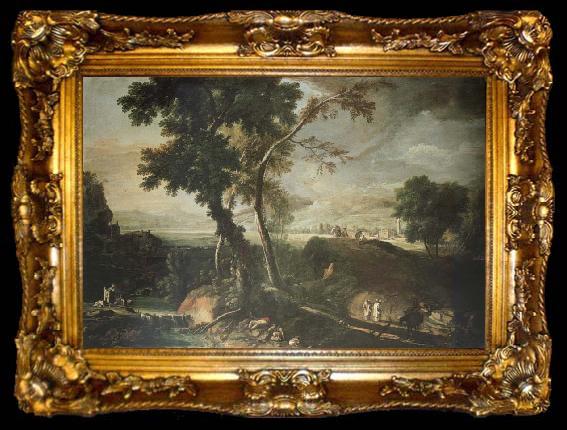 framed  RICCI, Marco Landscape with Washerwomen, ta009-2